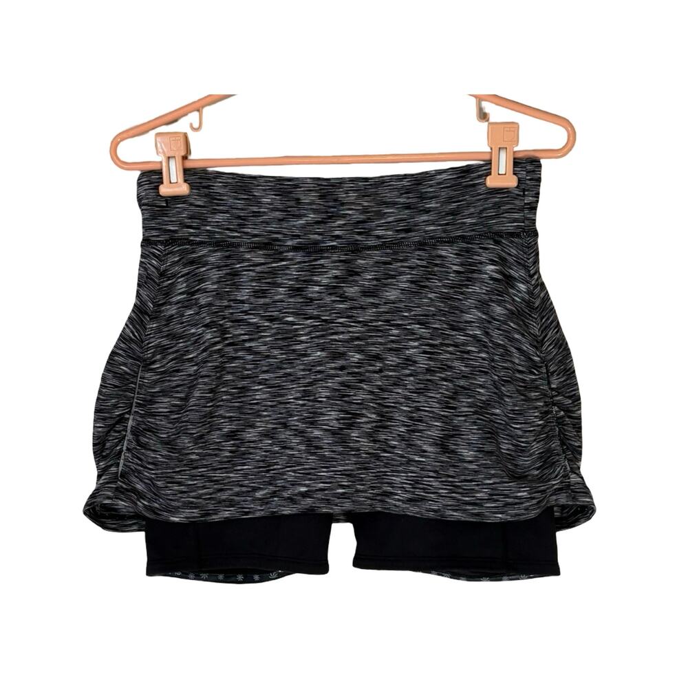 Athleta Contender 2 in 1 Skort Small Black Space Dye Tennis Golf Running
